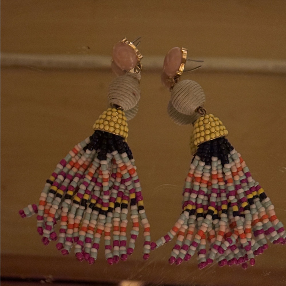 BaubleBar Pink and Purple Tassel Earrings